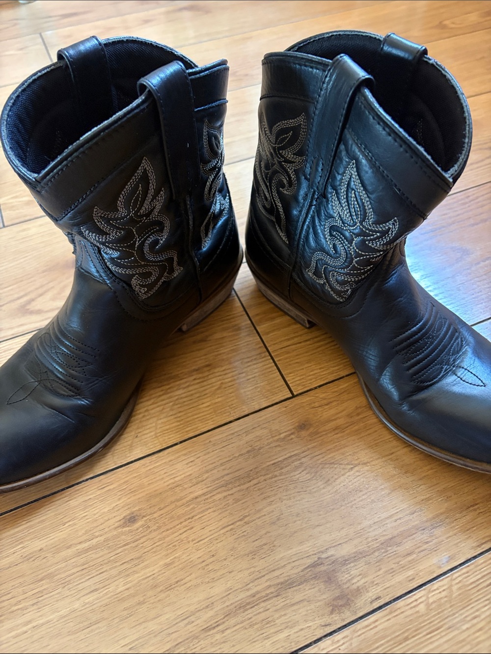Dingo Black Leather Embroidered Ankle Boots Size 7 - Picture 7 of 8